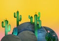 3d rendering of cartoon stylized mexican cactuses