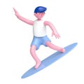 3D cartoon surfer character