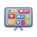 3d cartoon tablet with app icons and legs Royalty Free Stock Photo