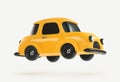 3d cartoon toy car yellow color vector design element on the light background. Kids vehicle. Baby transport mode Royalty Free Stock Photo