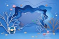 3D cartoon Underwater ocean waves ripple and tropical fish