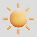 A 3D cartoon icon or emblem of a sun or bright light or brightness