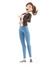 3d cartoon woman laughing standing