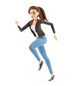 3d Cartoon Woman Running Fast