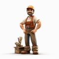 3D cartoon worker character, International Labor Day