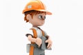 3D cartoon worker character, side view