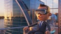 3D Cartoon Young Businessman in Virtual Reality Glasses Discovering Core Values Royalty Free Stock Photo
