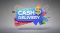 3D Cash Delivery Sign with Dollar Symbol and Geometric Shapes AI generated.