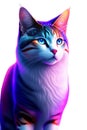 3D Cat Colorful starring in white background. 3D Illustration