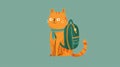 2d cat doodle illustration. For back to school stories. Kitten with a backpack