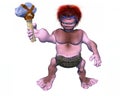 3d caveman holding up an axe hammer