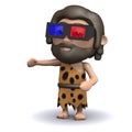 3d Caveman wearing 3d glasses