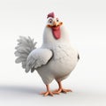 3d Cel-shaded Chicken Model In Full Body Pose On White Background