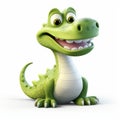 3d Cel Shaded Crocodile Model In Full Body Pose On White Background