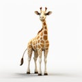 3d Cel Shaded Giraffe Posed Against White Background