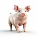 3d Cel Shaded Pig Character On White Background