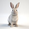 3d Cel Shaded Rabbit Portrait On White Background