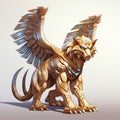 3d Cel Shaded Sphinx Model In Full Body Pose On White Background