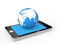 3d cellphone and earth globe Royalty Free Stock Photo
