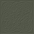 3d celtic style textured square pattern with frames. Intricate wavy lines and knots ornamental grunge background. Embossed vector