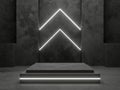 3D cement podium with white neon lights