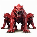 Cel Shaded Cerberus 3d Model With White Background Full Body Shot