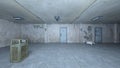 3D CG rendering of Abandoned hallway Royalty Free Stock Photo