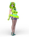 3D CG rendering of cosplay girl