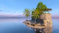 3D CG rendering of solitary island