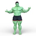 3D CG rendering of super green man