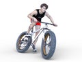 Young man ride fat bike Royalty Free Stock Photo