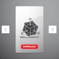 3d, change, correction, modification, object Glyph Icon in Carousal Pagination Slider Design & Red Download Button