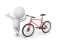 3D Characte leaning on red bicyle