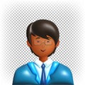 3d character of an Asian guy with glasses and a suit. Vector portrait, avatar, icon Royalty Free Stock Photo