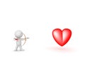 3D Character with bow and arrow aiming at heart symbol