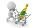 3D Character buying champagne bottle