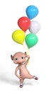 3d character cartoon mouse with balloons isolated 3d rendering