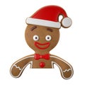 3d character, cheerful gingerbread, Christmas funny decoration,