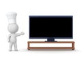 3D Character with Chef Hat Showing HDTV - Cooking Show Concept