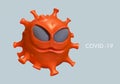 3D Character Coronavirus., Virus isolated on clear background. , danger symbol vector illustration Royalty Free Stock Photo