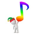 3D Character with Elf Hat and Musical Note Royalty Free Stock Photo