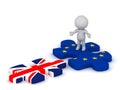 3D Character with European Union Puzzle Piece and British Flag P Royalty Free Stock Photo