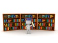 3D Character with gradiation hat in a library Royalty Free Stock Photo