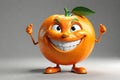 3D Character of a Grinning Orange with Vibrant Citrus Texture Standing Against a Monochromatic Backdrop