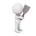 3D Character holding paint scraper trowel Royalty Free Stock Photo