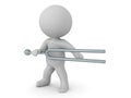 3D Character holding tunning fork as a weapon Royalty Free Stock Photo