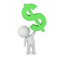 3D Character Holding Up a Dollar Symbol Royalty Free Stock Photo