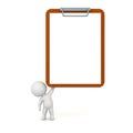 3D Character Holding Up Large Empty Clipboard