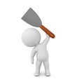 3D Character holding up paint scraper spackle Royalty Free Stock Photo