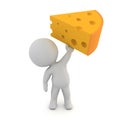 3D Character holding up a piece of cheese Royalty Free Stock Photo
